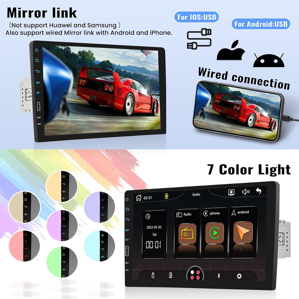 9 Inch Touchscreen Single Din Car Stereo with Wireless Carplay Android Auto Backup Camera D385060