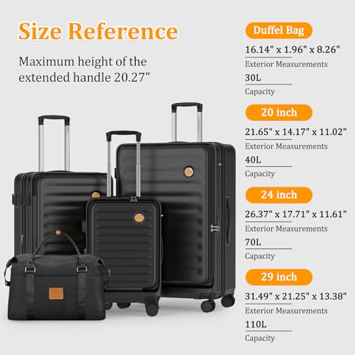 Luggage Set 4 Piece Hardside Suitcase with Spinner Wheels and TSA Lock A776985