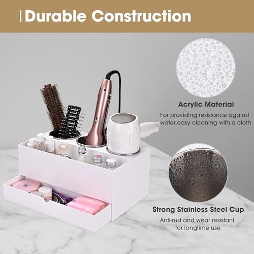 6-Hole Tabletop Blow Dryer & Hair Iron Holder with 3 Outlets, 2 Pack I5386