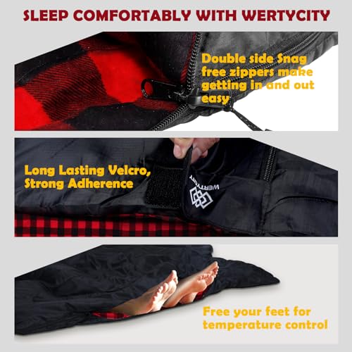 Double Sleeping Bag with Pillow, Extra Large 2 Person Camping Lightweight H88097