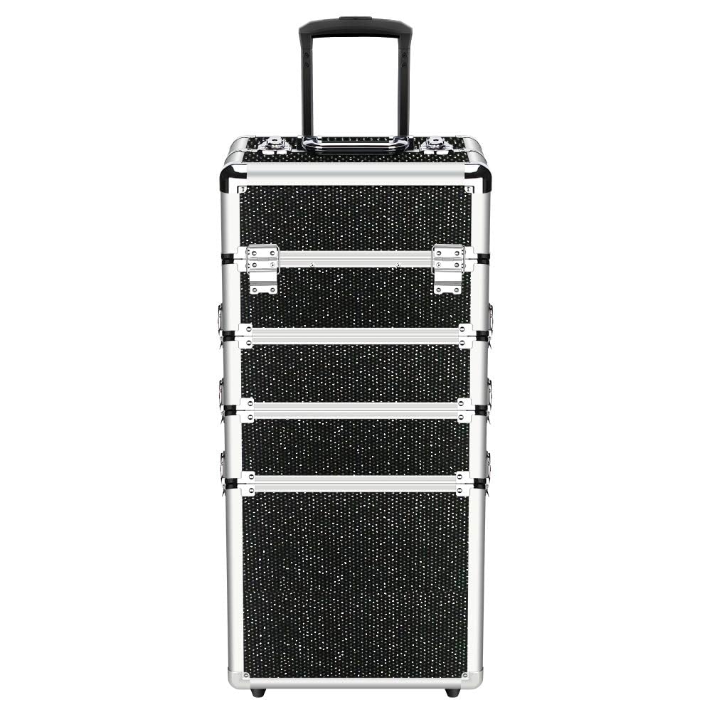 Rolling Makeup Train Case with Folding Trays W4514