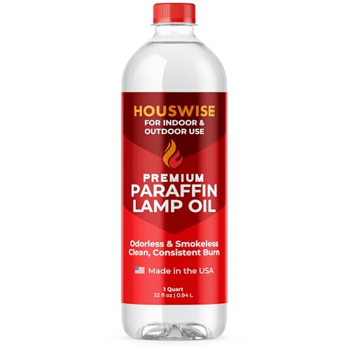 Premium Liquid Paraffin Lamp Oil for Indoor Use (1 Quart) - Smokeless Odorless Paraffin Oil Lamp Fuel, Lantern Oil, Candle Oil for Lamps, Indoor Lamp Oil, Liquid Paraffin Oil