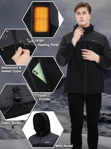 Men's Heated Jacket with Battery Pack and Hood S48828