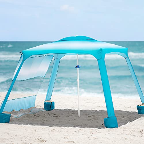 Beach Cabana Canopy with Sand Pockets and Privacy Sunwall F72380