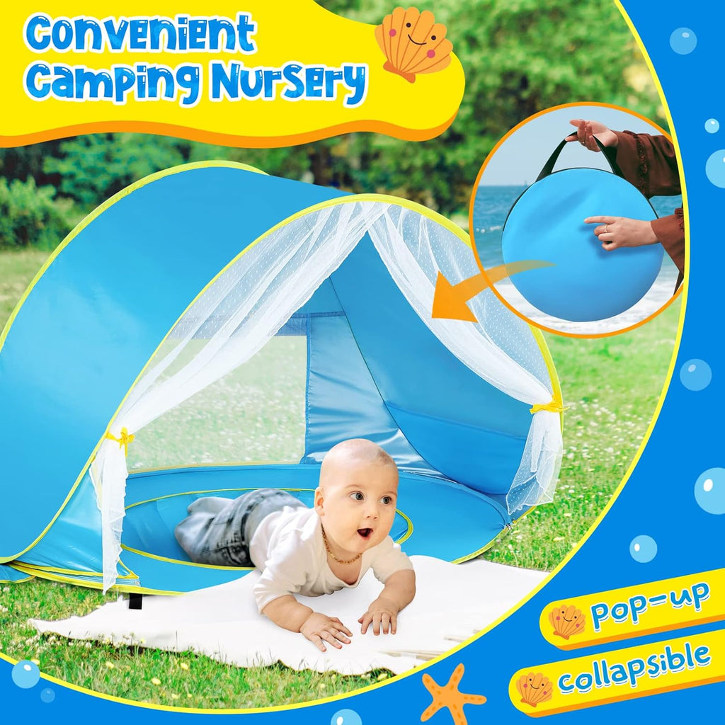 Baby Beach Tent with Canopy, UPF50+ UV Protection, Easy Pop Up Shade Pool for Toddlers S812551