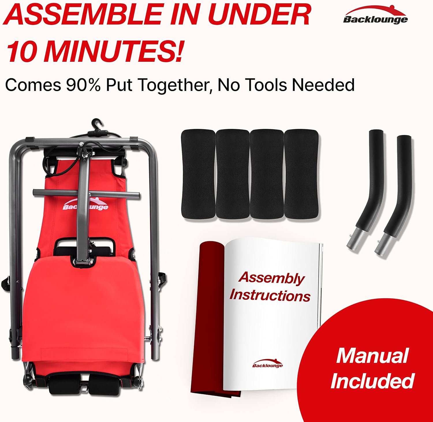 Inversion Chair/Bench - Portable, Lightweight Design - Manual Incline/Decline - Back Pain Relief, Core Strengthening - Exercise Equipment for Abs - Lumbar Support, Foldable, Easy to Use