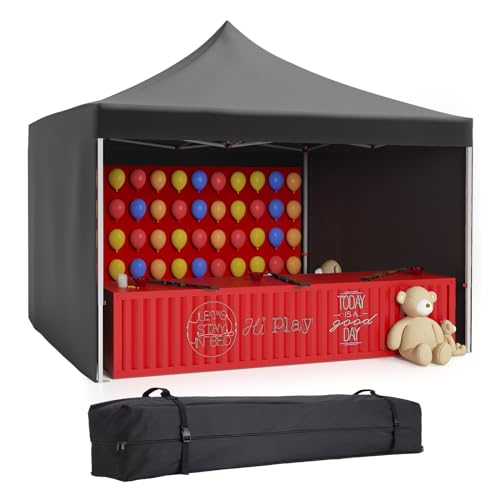 Pop Up Canopy Tent 10x10ft with 3 Sidewalls and Wheeled Bag D95987