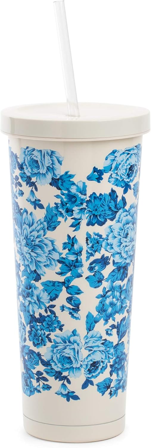 Stainless Steel Tumbler Set 24 Oz, Red and Yellow Floral Design T65435