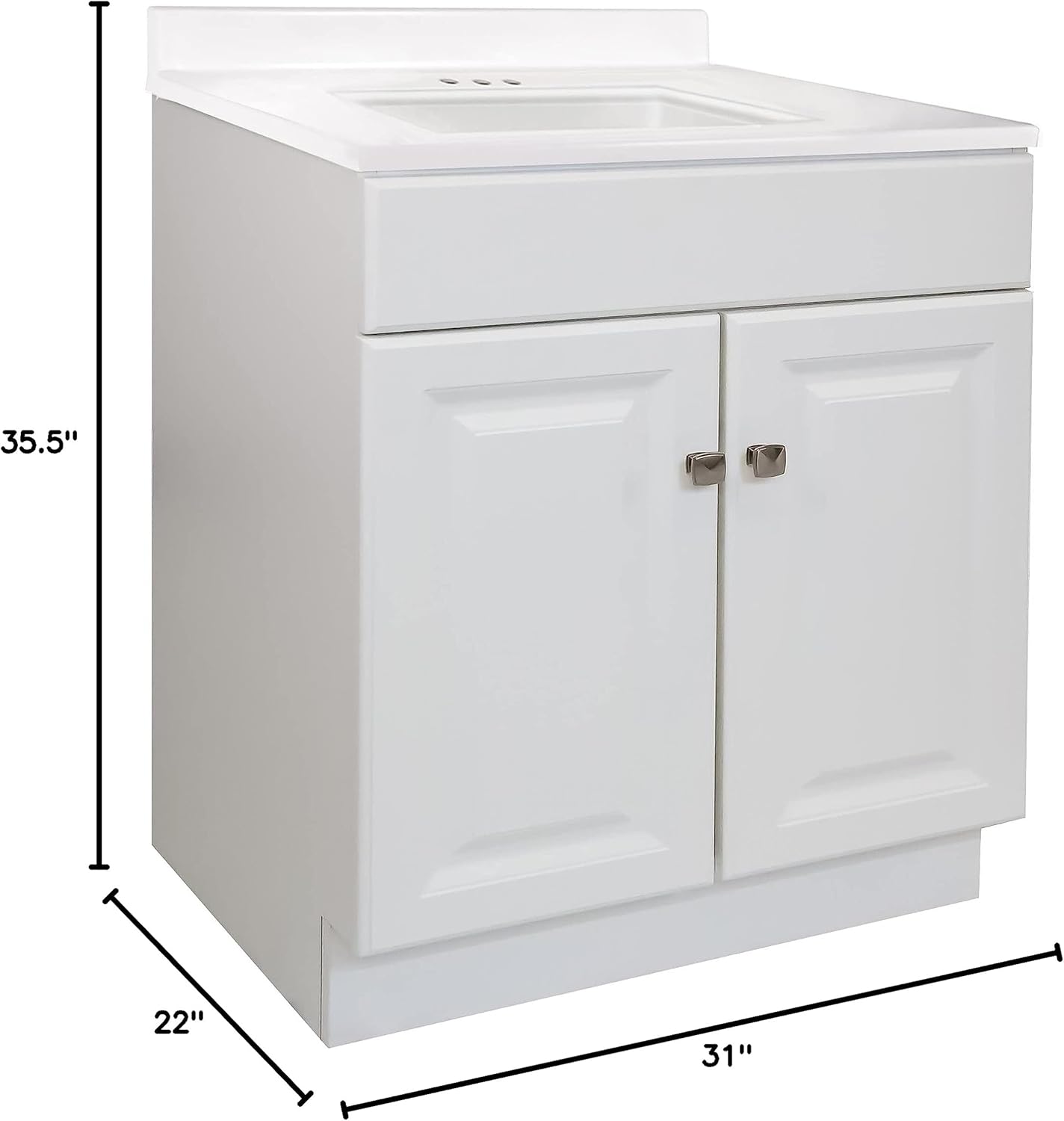 Cultured Marble 2-Door Bathroom Vanity Top, 31x22, White M40775