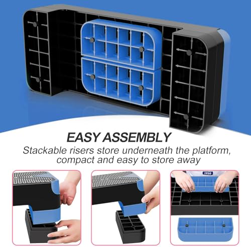 Aerobic Exercise Step Platform with Adjustable Height Risers E922565
