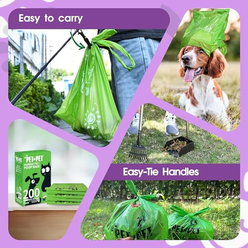 Unscented Dog Poop Bags with Tie Handles, Extra-Thick C246453
