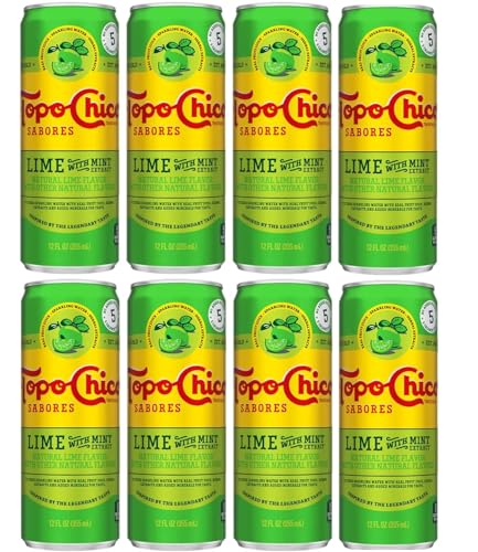Topo Chico Sabores 12oz Cans (Lime Mint) pack of 8, (total 12 x 8 = 96 oz)