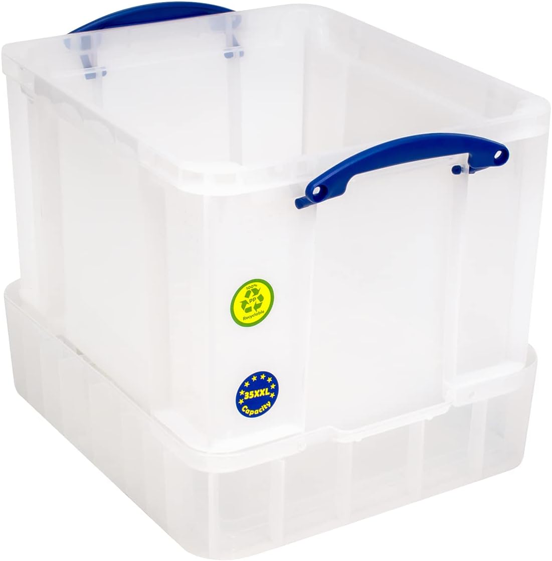 Plastic Storage Box with Lid and Trays, 35 Litre S165616