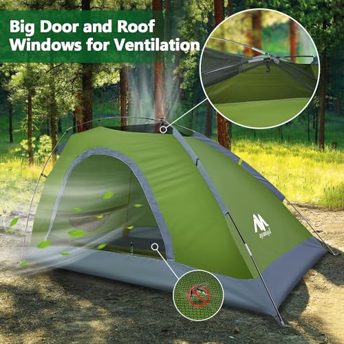 1 Person Backpacking Tent - Lightweight Hiking Tent with Skylight and Waterproof Rainfly P1721