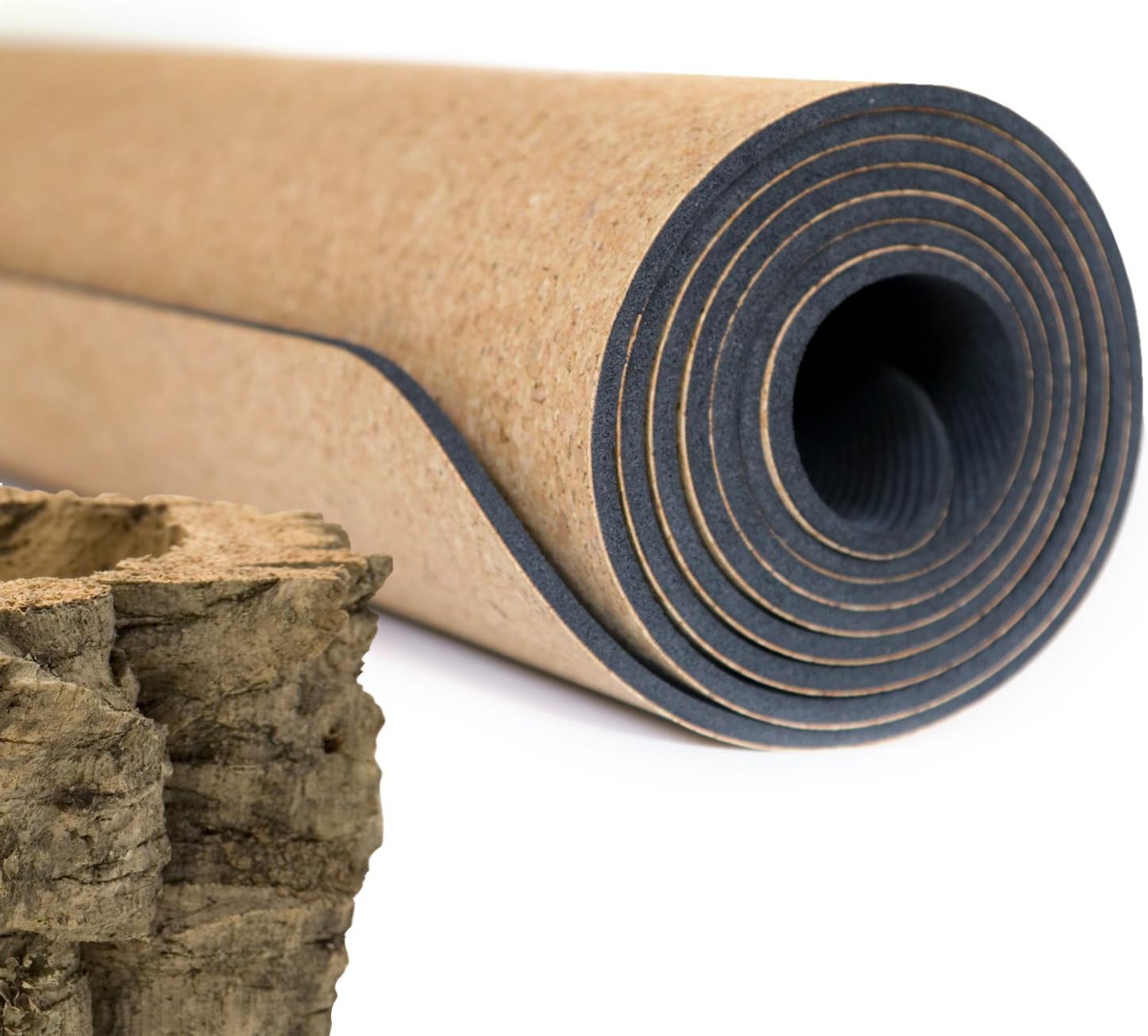 Natural Cork/Rubber Yoga Mat, 5mm Thick, Anti-Tear H119325