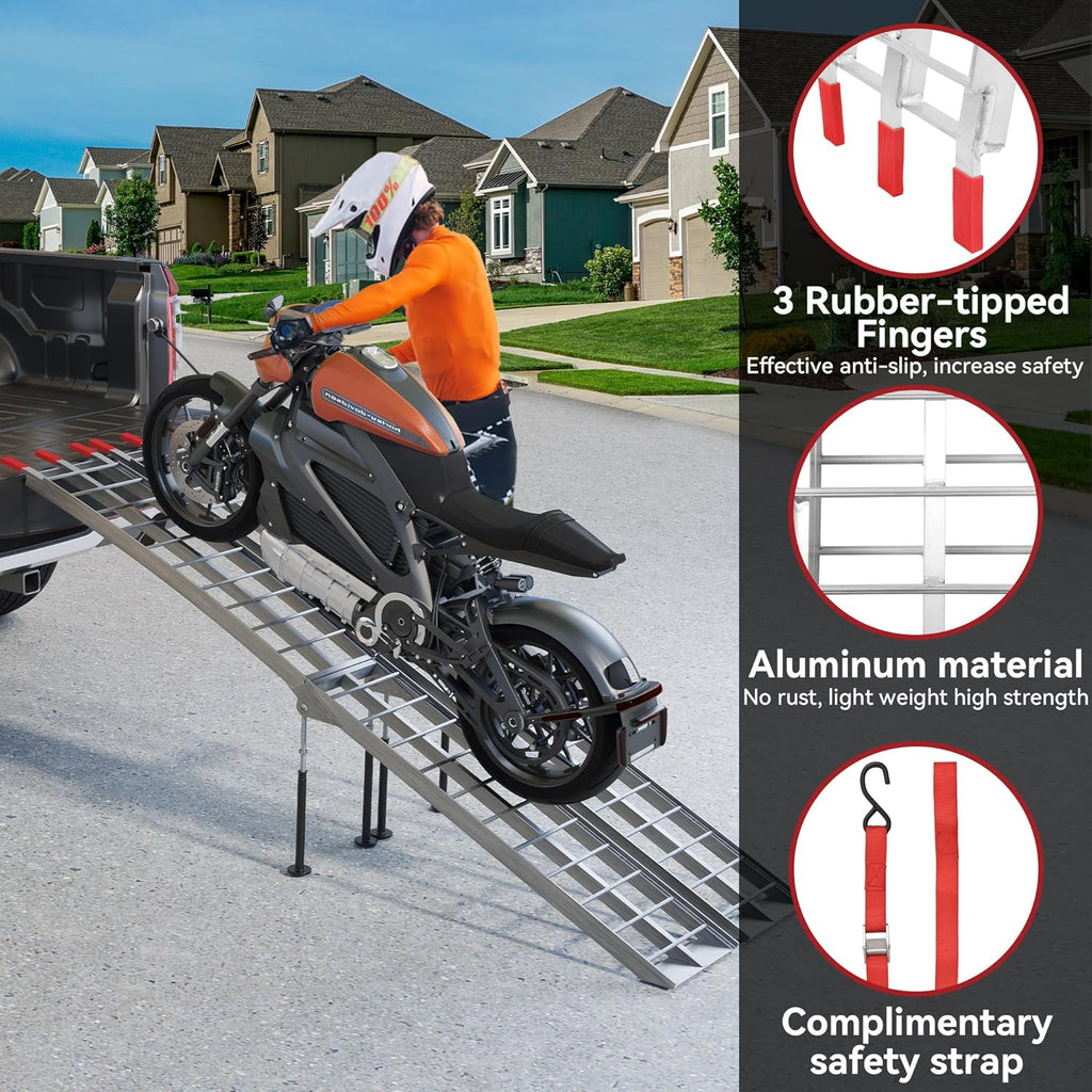 ATV Ramps 7.5ft, 3000 lbs Aluminum Folding Loading Ramps with Removable Support Legs G3896