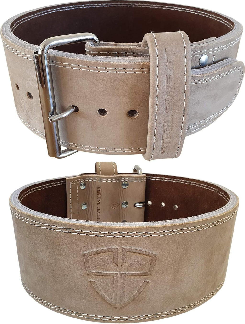 Weight Lifting Belt - 4 Inches Wide by 10mm - Single Prong Powerlifting Belt that's Heavy Duty - Vegetable Tanned Leather - Oat Medium