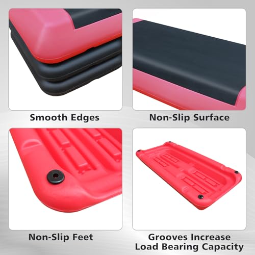 Adjustable Aerobic Step Platform with 4 Risers, 4-6-8in Height L756398