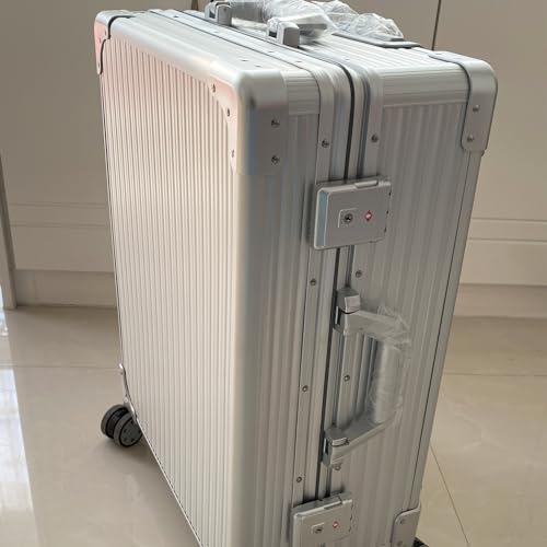 Rolling Makeup Train Case with Lighted Mirror, Aluminum Trolley Travel Organizer H100026