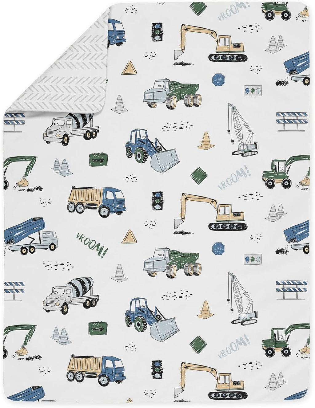 Construction Truck Toddler Bedding Set - 5 Piece Comforter, Sham and Sheets S9497