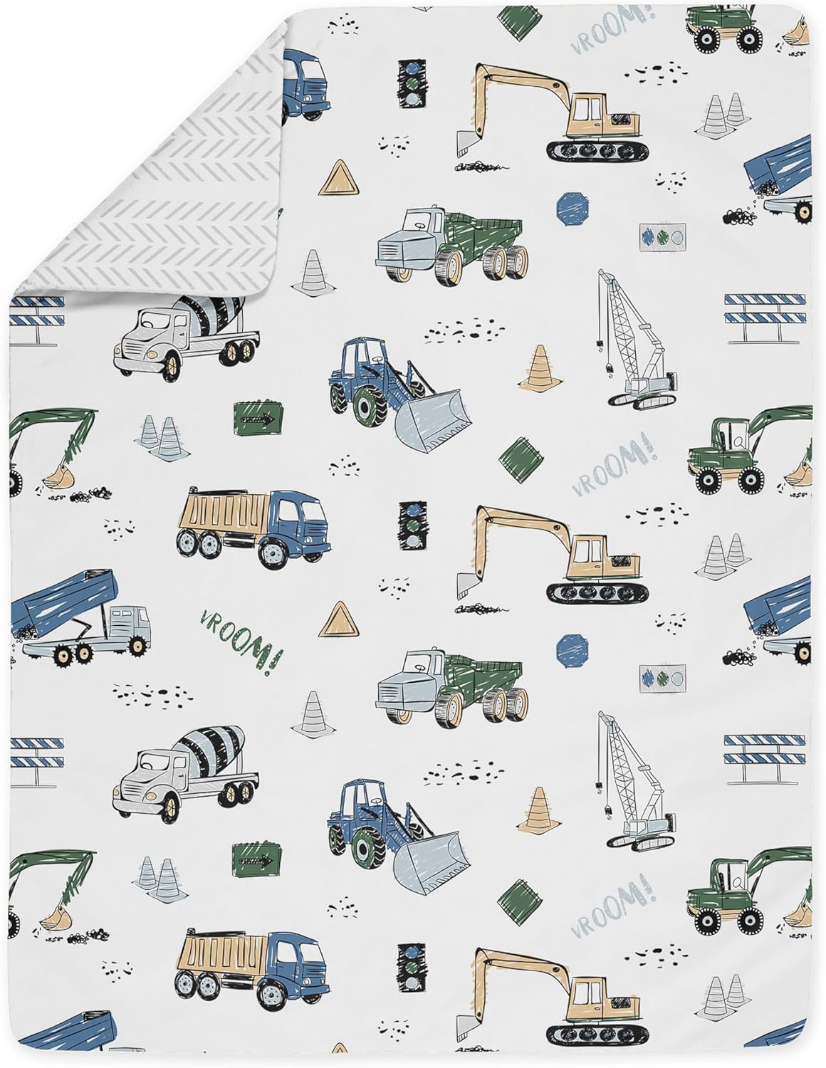 Construction Truck Toddler Bedding Set - 5 Piece Comforter, Sham and Sheets S9497