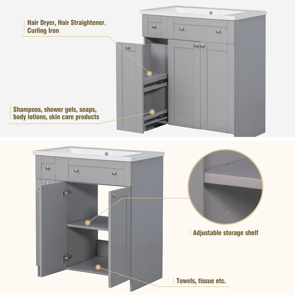 Bathroom Vanity with Single Sink and Storage Cabinet C979