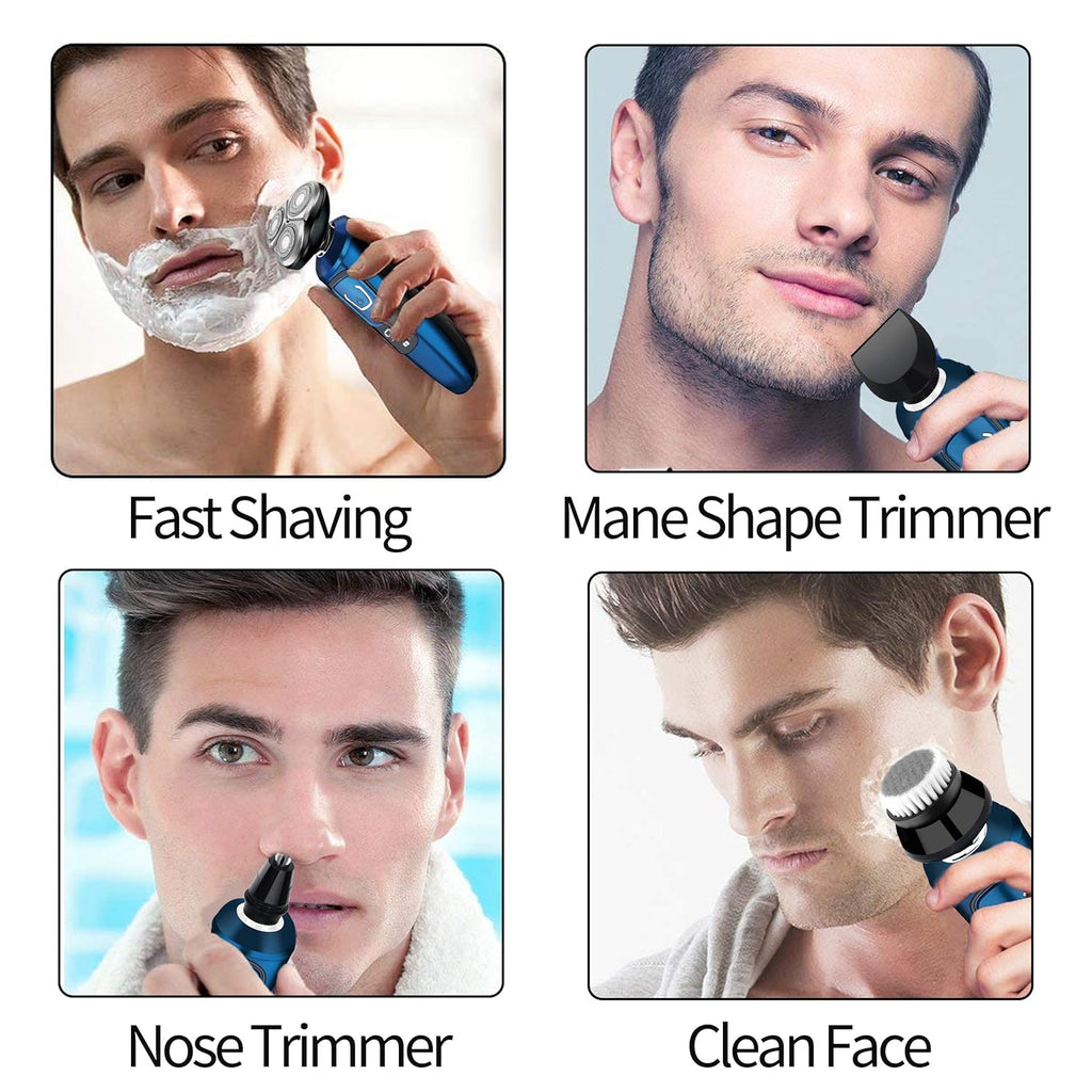 Men's Electric Shaver Kit with Nose Trimmer, Beard Trimmer, and Facial Brush J745582