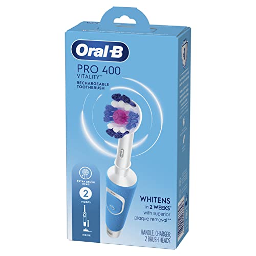 3D White Vitality Electric Toothbrush with 2 Brush Heads, Rechargeable, Blue V269