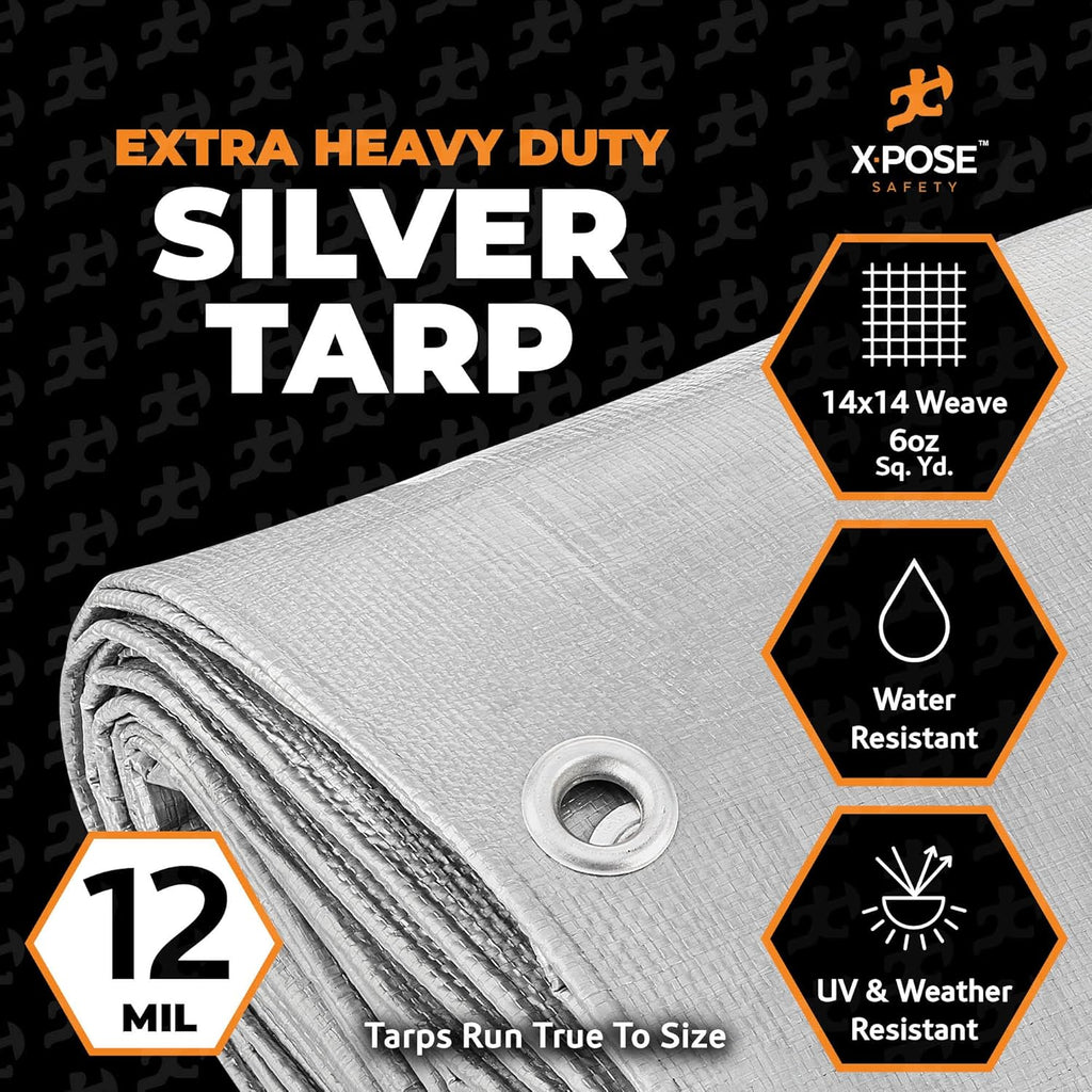 Heavy Duty Poly Tarp 30 x 50 ft, Waterproof Protective Cover J449590