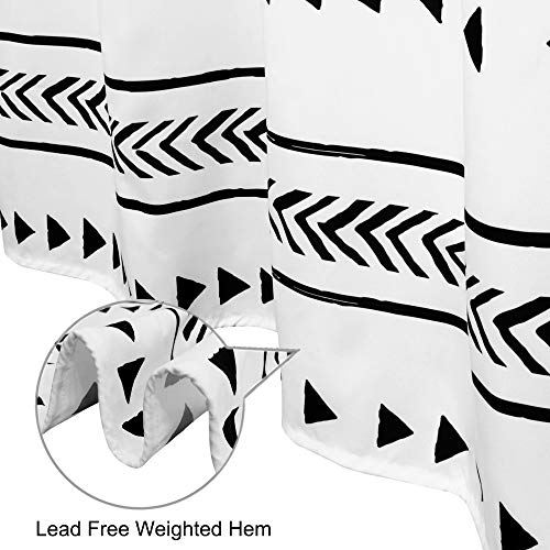 Boho Shower Curtain 72x72 Black and White Fabric with Hooks P493435