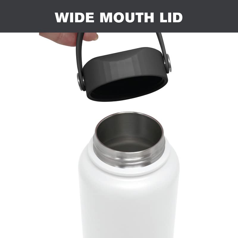 Triple Wall Vacuum Insulated Water Bottle with Wide Mouth Lid, 25oz, Stainless Steel L639370
