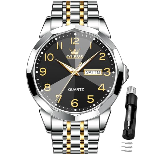 OLEVS Watch for Men Minimalism Business Dress Analog Quartz Stainless Steel Waterproof Luminous Classic Date Easy Read Luxury Casual Men Wrist Watch
