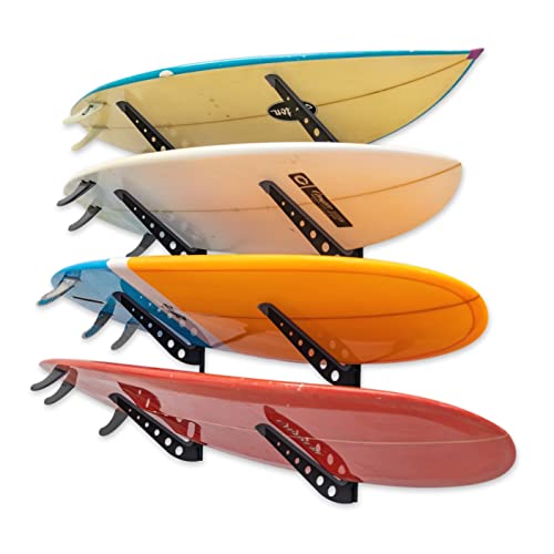 StoreYourBoard Adjustable Surfboard Storage Rack, 4 Board Wall Mount Display