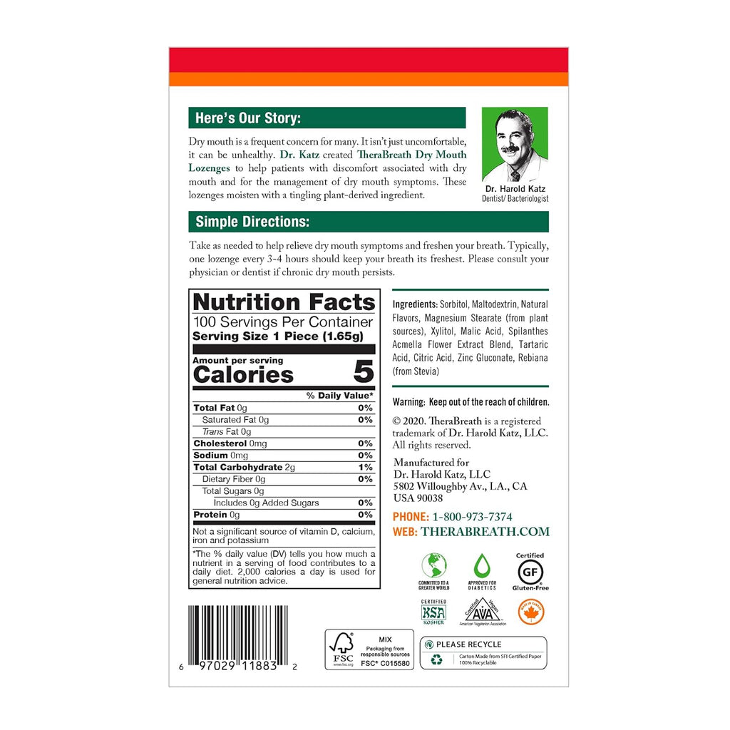 Healthy Gums Mouthwash 16 Fl Oz (2-Pack) & Dry Mouth Lozenges with Zinc, Tart Berry Flavor, 100 Count E6103