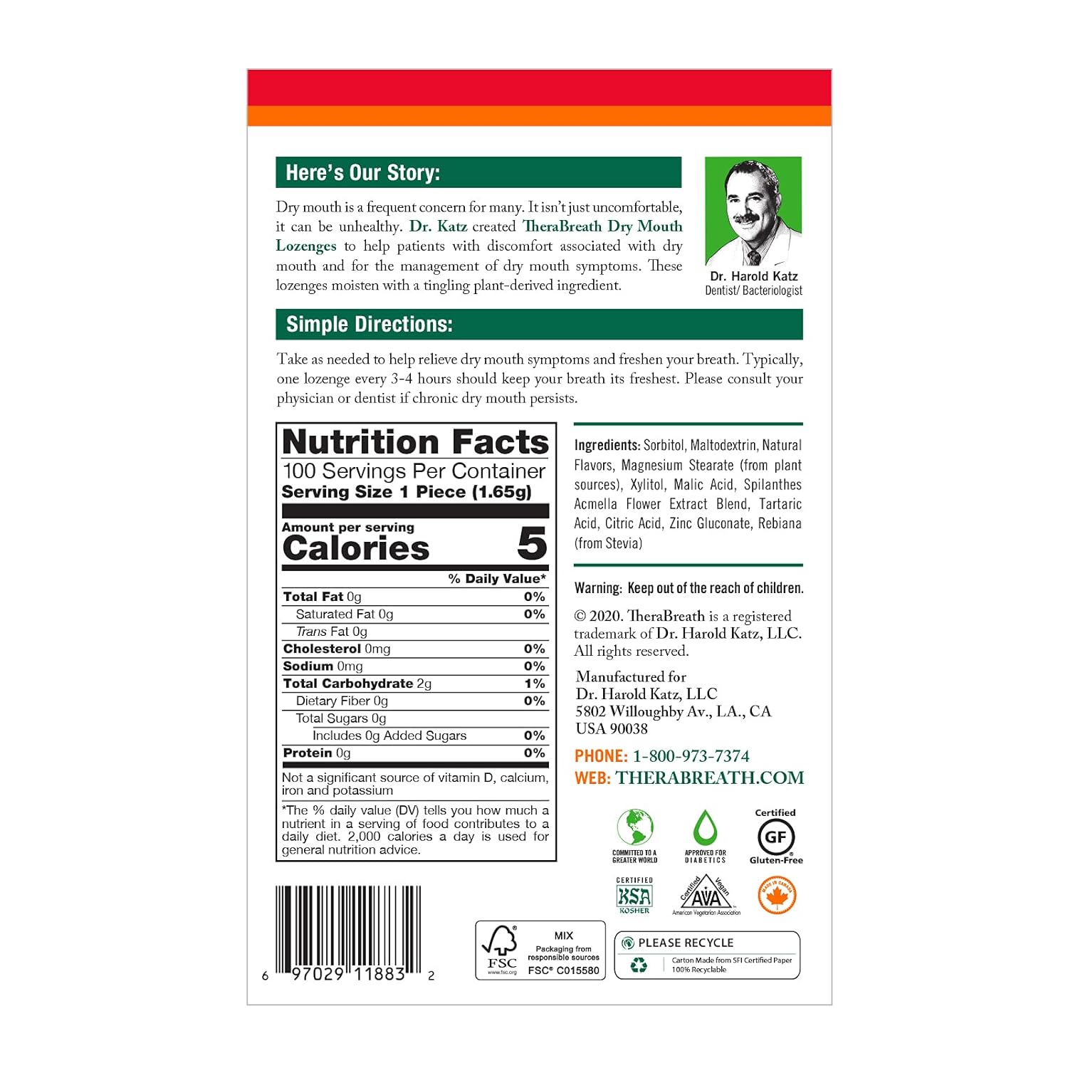 Healthy Gums Mouthwash 16 Fl Oz (2-Pack) & Dry Mouth Lozenges with Zinc, Tart Berry Flavor, 100 Count E6103