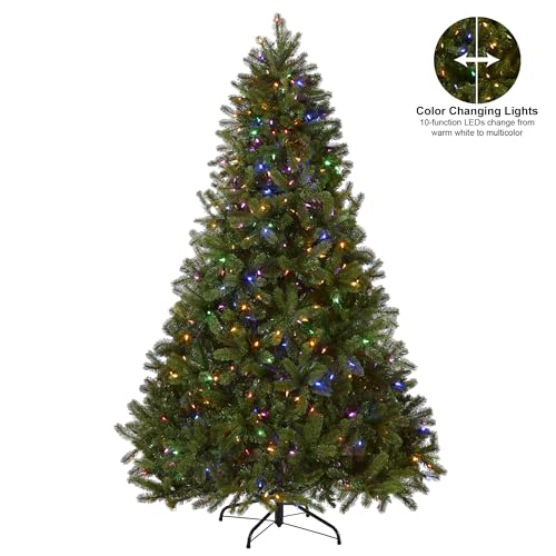 Artificial Full Downswept Christmas Tree with Dual Color LED Lights, 7.5 ft I716143