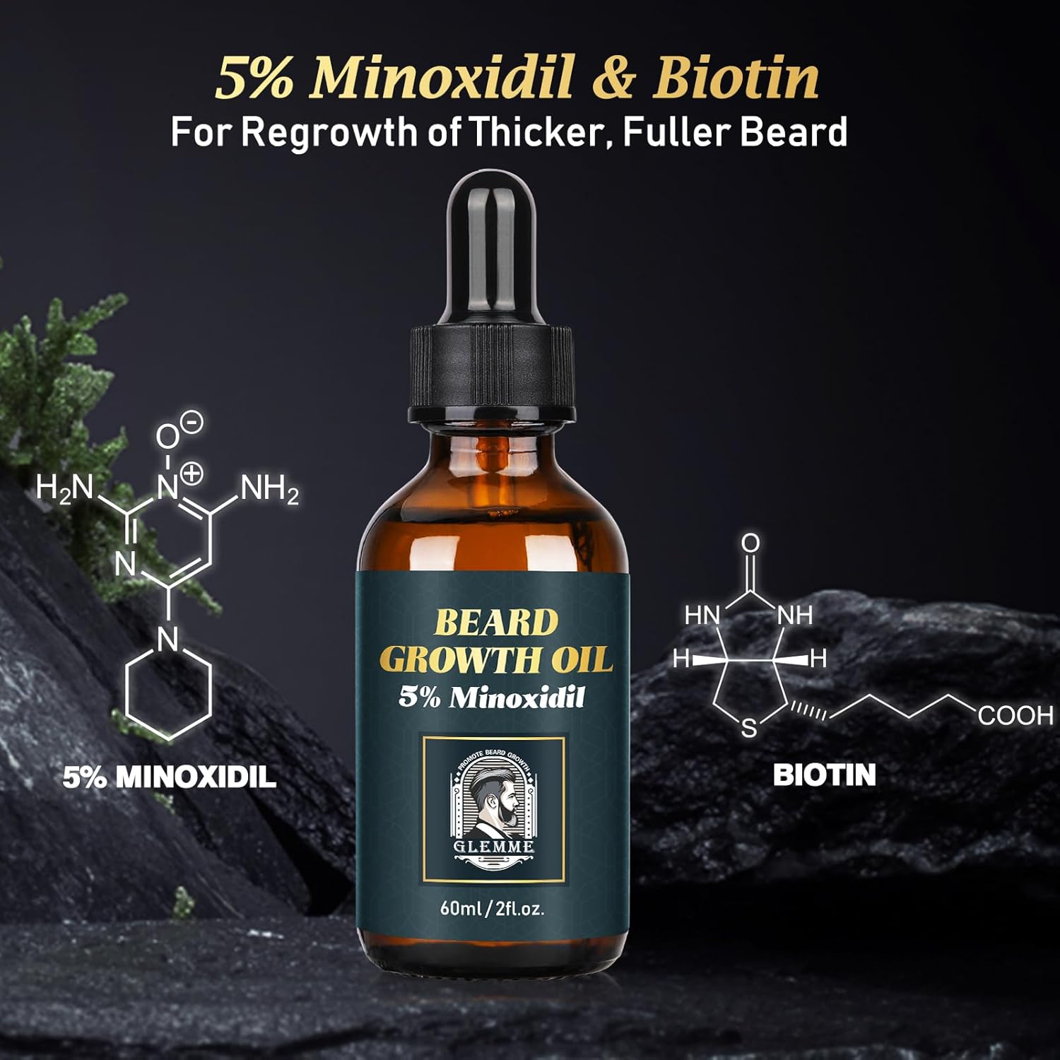 5% Minoxidil Beard Growth Oil & Balm Kit for Patchy Beard K40377