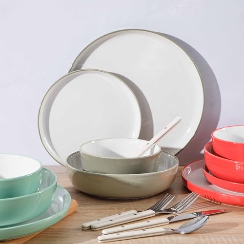Porcelain Dinnerware Plates and Bowls Set, Service for 4, Blue/White G109