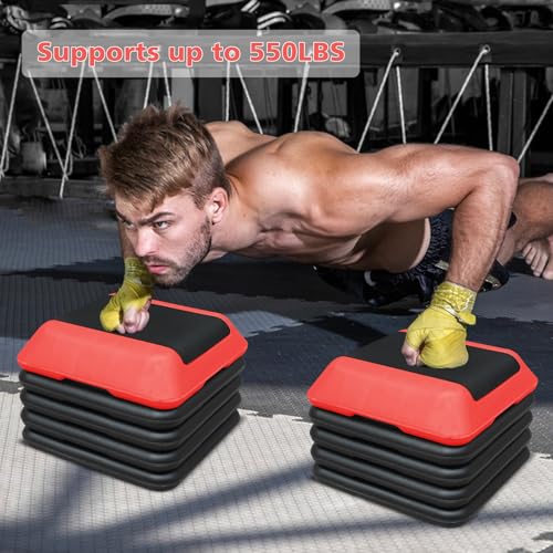 16"x16" Aerobic Step Platform with 4 Risers, Adjustable Height 4"-12" Q6473