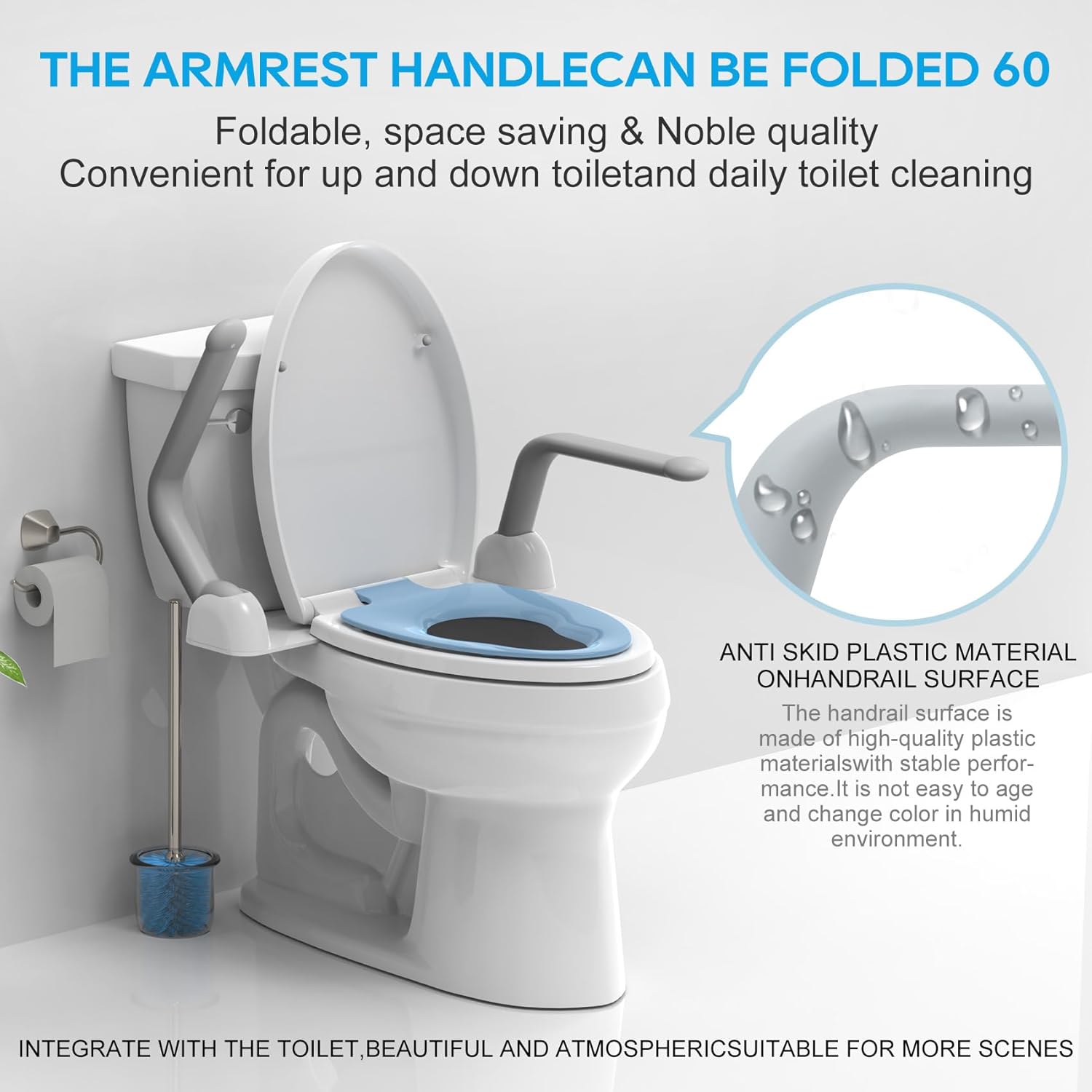 Toilet Safety Rails for Elderly, Heavy Duty with Foldable Handles U97064