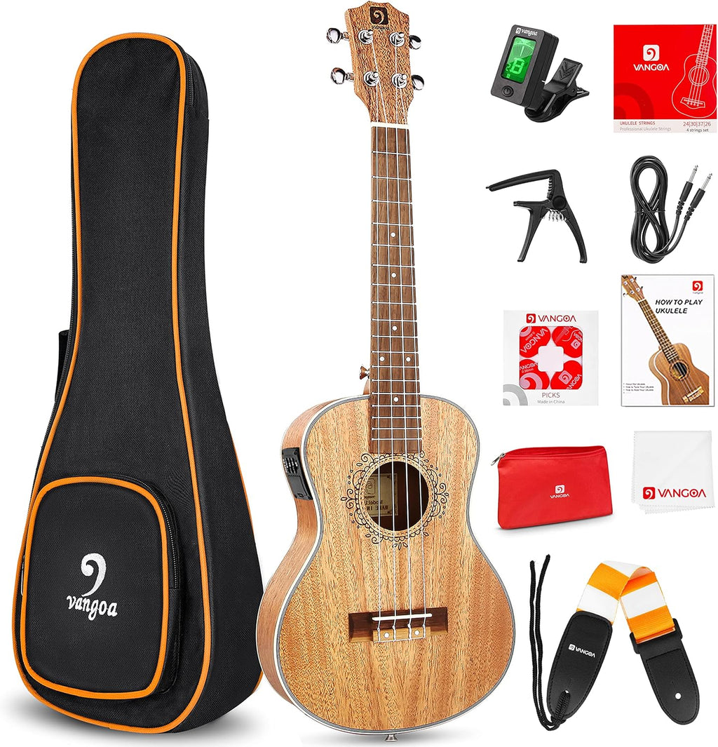 Concert Ukulele Mahogany 23 Inch and Electric Acoustic Tenor Ukulele Bundle B63610