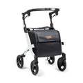 Flex 2 Pebble White - Upright Rollator Walker with seat - Lightweight Walker with Wheels - Folding Walker with Large Shopping Bag - Modern Design