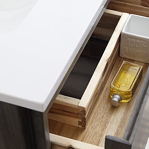 24 Inch Wall Hung Modern Bathroom Vanity with Quartz Countertop and Ceramic Sink Z371