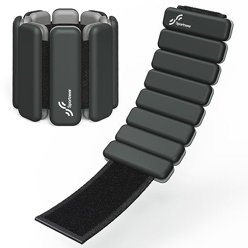 Sportneer Wrist & Ankle Weights - 1 Pair (1lb/2lb Each) | Adjustable Wearable Weights Silicone Wrist Bangles for Women | Yoga, Dance, Barre, Pilates, Zumba, Swimming, Cardio, Aerobics, Gym