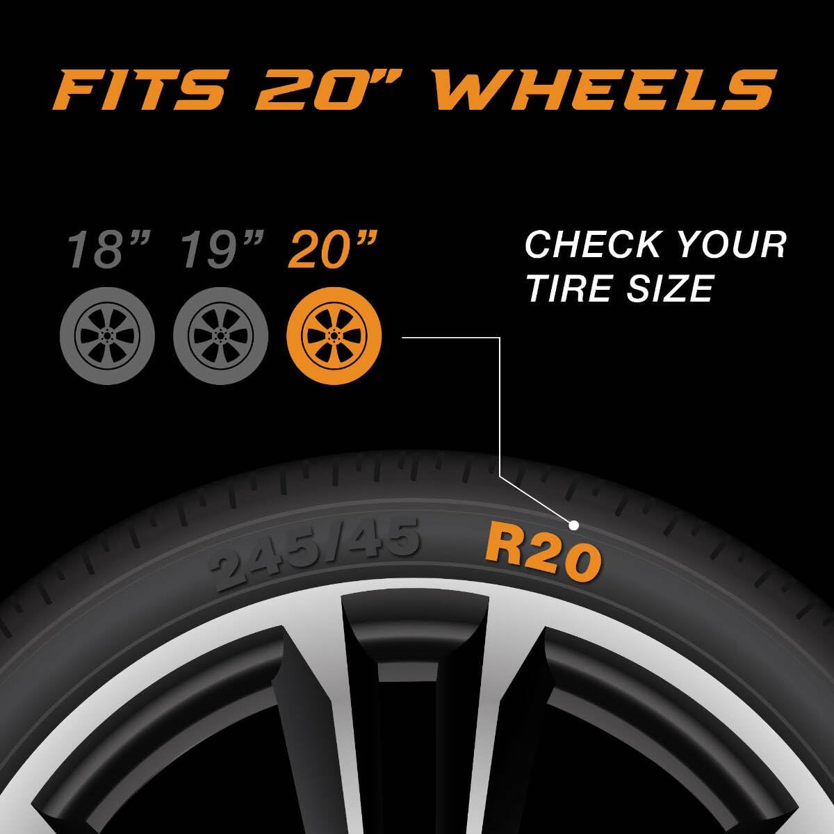 20" Gloss Black Wheel Skin Set for Dodge Charger & Challenger 2015-2019 E7106