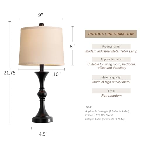 Modern Table Lamps Set of 2 with USB Charging Port for Living Room Bedroom G72369
