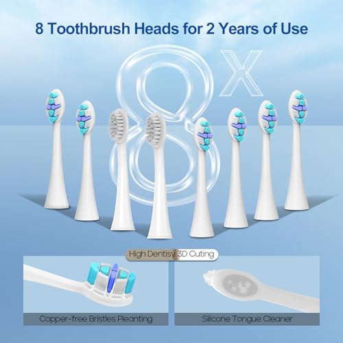 Rechargeable Electric Toothbrush for Adults with 8 Brush Heads and 5 Modes D33384