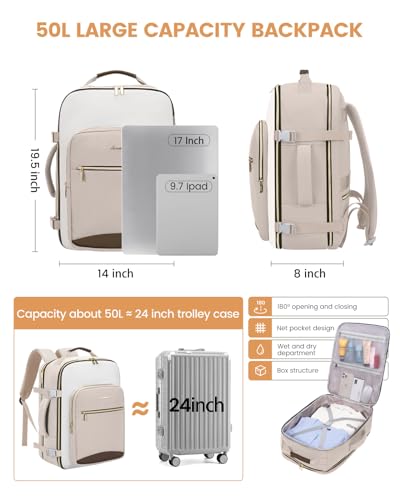 40L Carry-On Travel Backpack with Packing Cubes, Fits 17" Laptop N757