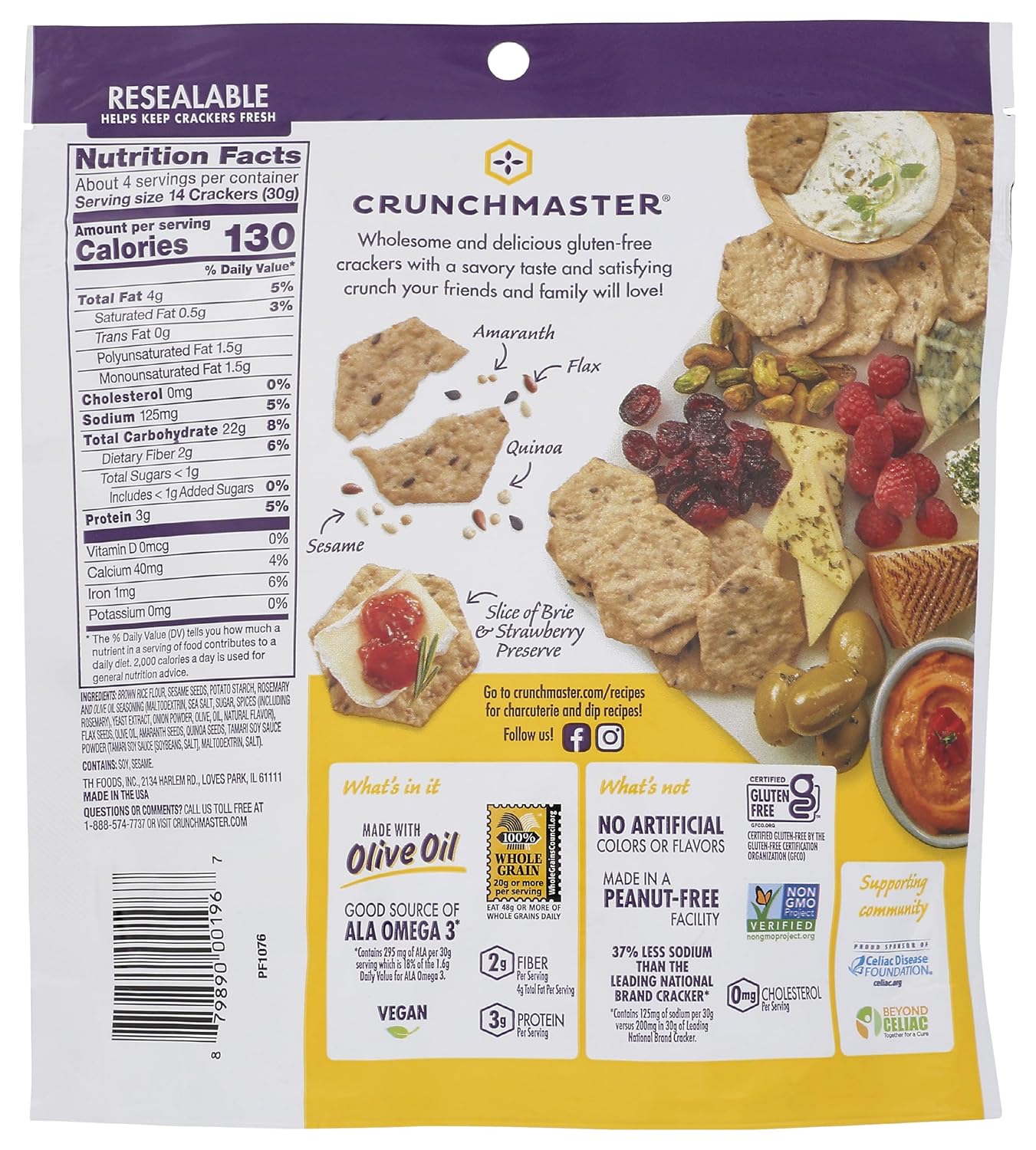 Multi Seed Crackers Rosemary Olive Oil Gluten Free P9794