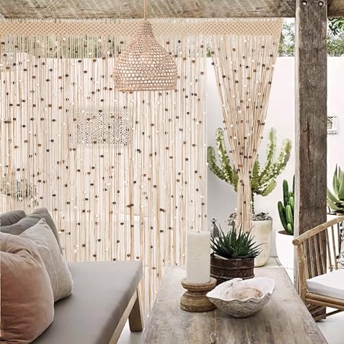 Macrame Beaded Curtain Handmade Cotton Doorway Hanging Room Divider, 1 Panel N1968
